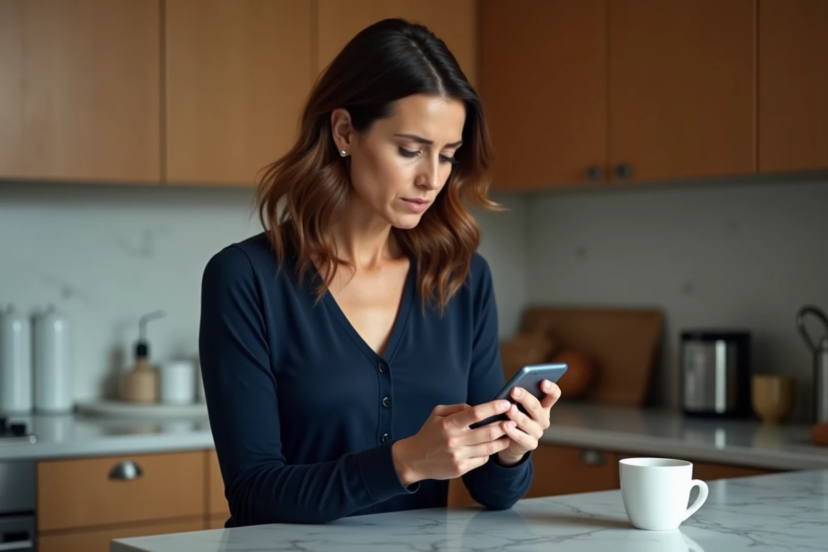 Femme recevant une alerte sur smartphone concernant la perte de points sur son permis de conduire