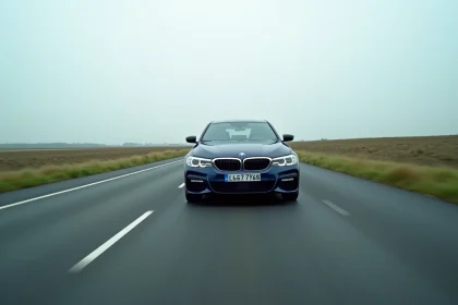 BMW équipée du moteur B47 roulant sur autoroute française en vitesse de croisière