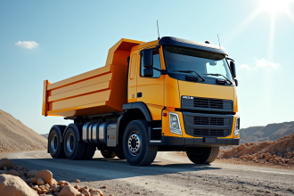 Camion benne de 10m3 sur un chantier de construction en plein jour
