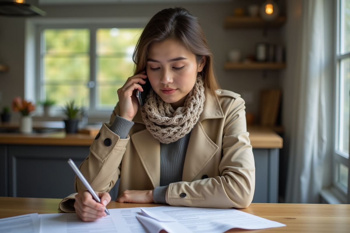 Jeune femme lisant des papiers d