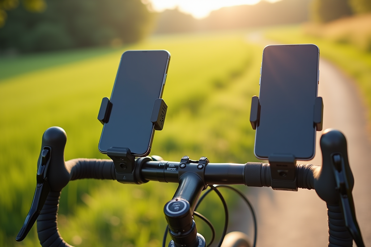 Guidon de vélo avec supports Quadlock et Rokform en extérieur