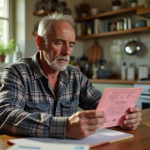 Homme français examine une vieille licence de conduire rose