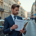 Homme en costume regardant un graphique auto taxe
