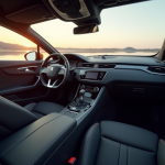 Intérieur luxueux de la Peugeot 408 vue de côté
