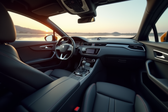 Intérieur luxueux de la Peugeot 408 vue de côté
