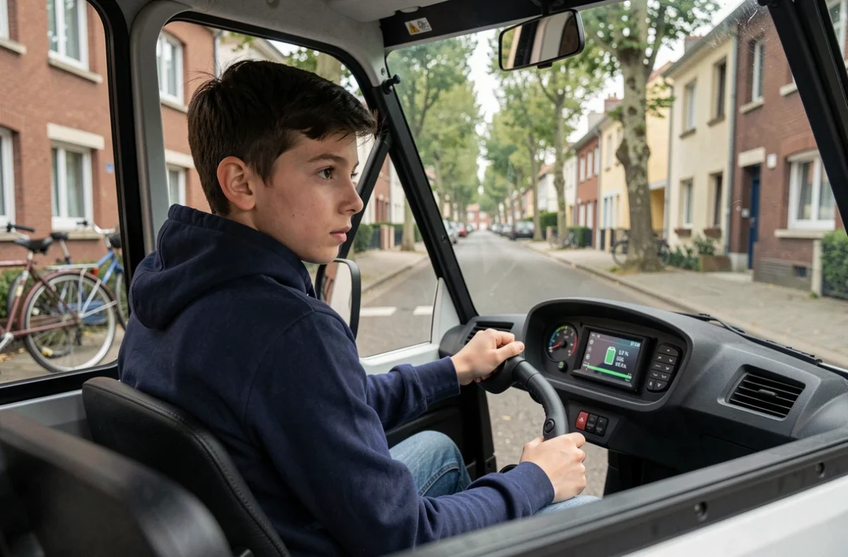 Adolescent consultant l'autonomie et la consommation d'une voiture sans permis