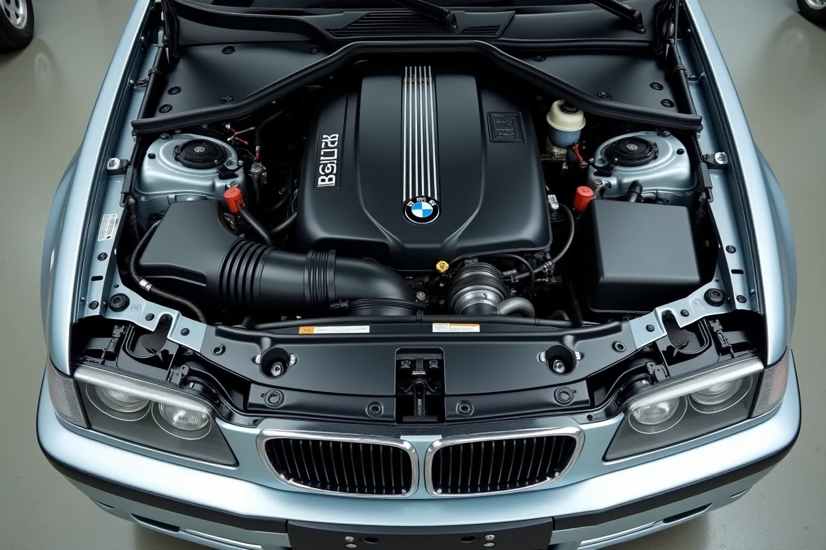 Moteur diesel BMW B47 2.0 litres ouvert sous le capot révélant les composants internes