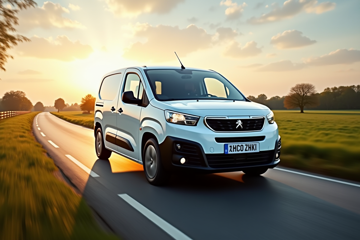 Peugeot Partner Tepee en mouvement sur une route de campagne