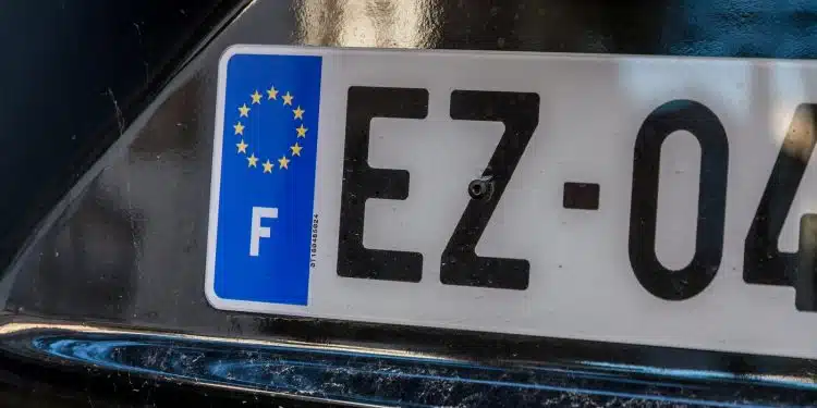 A car number from France on a car