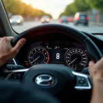 Tableau de bord de voiture avec vitesse en kmh et mph
